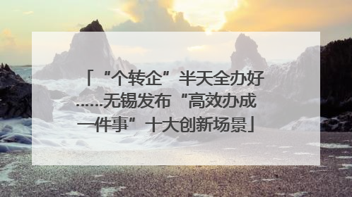 “个转企”半天全办好……无锡发布“高效办成一件事”十大创新场景