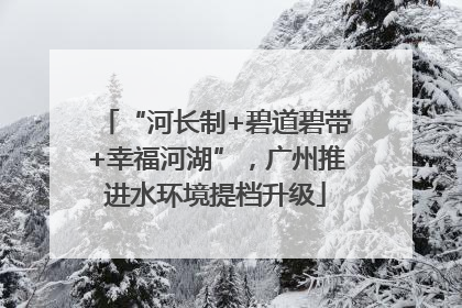 “河长制+碧道碧带+幸福河湖”，广州推进水环境提档升级