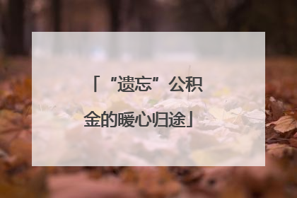 “遗忘”公积金的暖心归途