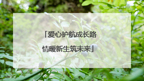 爱心护航成长路 情暖新生筑未来