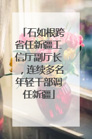石如根跨省任新疆工信厅副厅长，连续多名年轻干部调任新疆