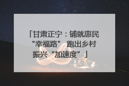 甘肃正宁：铺就惠民“幸福路” 跑出乡村振兴“加速度”