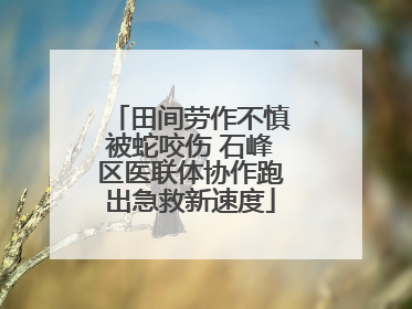 田间劳作不慎被蛇咬伤 石峰区医联体协作跑出急救新速度
