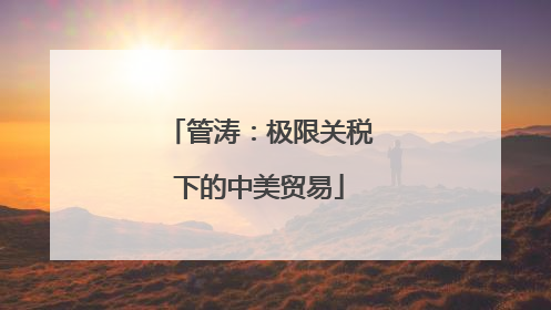 管涛：极限关税下的中美贸易