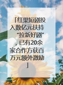 红果短剧投入数亿元扶持“拉新好剧”，已有20余家合作方获百万元额外激励