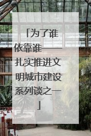 为了谁 依靠谁——扎实推进文明城市建设系列谈之一