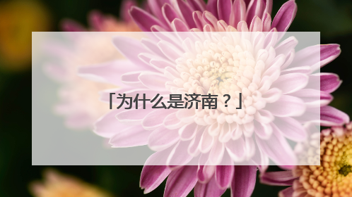 为什么是济南？