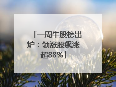 一周牛股榜出炉：领涨股飙涨超88%