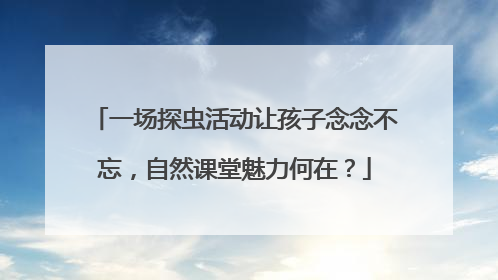 一场探虫活动让孩子念念不忘，自然课堂魅力何在？