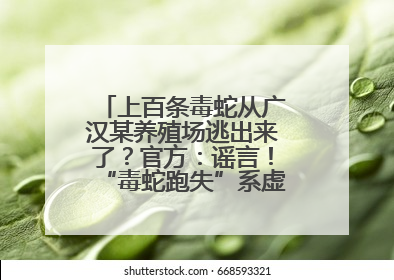 上百条毒蛇从广汉某养殖场逃出来了？官方：谣言！“毒蛇跑失”系虚构丨云辟谣
