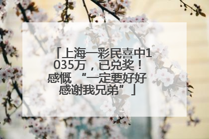 上海一彩民喜中1035万，已兑奖！感慨 “一定要好好感谢我兄弟”