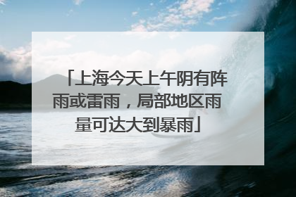 上海今天上午阴有阵雨或雷雨，局部地区雨量可达大到暴雨