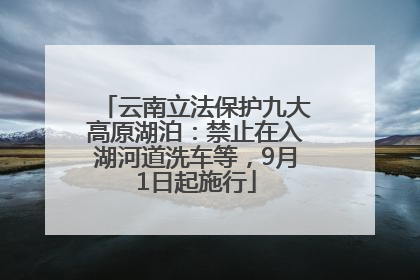 云南立法保护九大高原湖泊：禁止在入湖河道洗车等，9月1日起施行