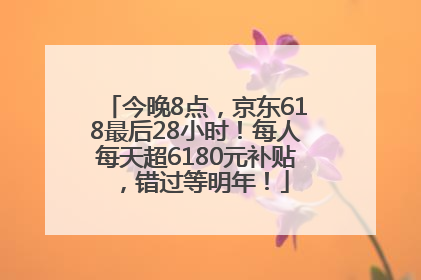 今晚8点，京东618最后28小时！每人每天超6180元补贴，错过等明年！