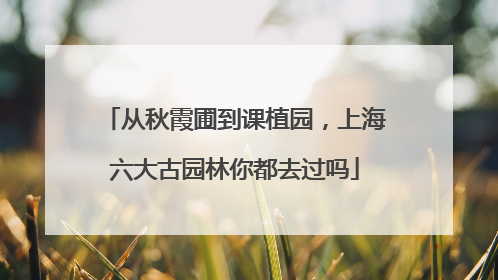 从秋霞圃到课植园，上海六大古园林你都去过吗