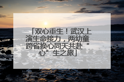 双心重生！武汉上演生命接力，两幼童跨省换心同天共赴“心”生之旅