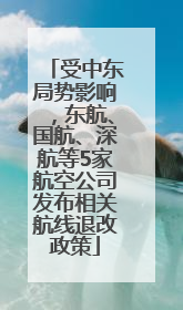 受中东局势影响，东航、国航、深航等5家航空公司发布相关航线退改政策