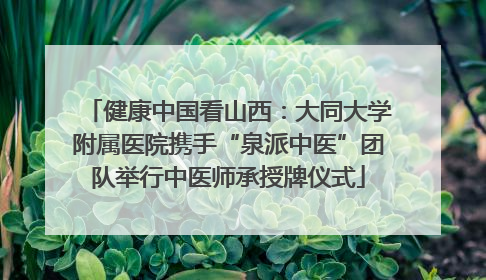 健康中国看山西：大同大学附属医院携手“泉派中医”团队举行中医师承授牌仪式