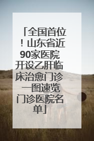 全国首位！山东省近90家医院开设乙肝临床治愈门诊 一图速览门诊医院名单