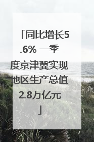 同比增长5.6% 一季度京津冀实现地区生产总值2.8万亿元