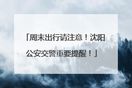 周末出行请注意！沈阳公安交警重要提醒！