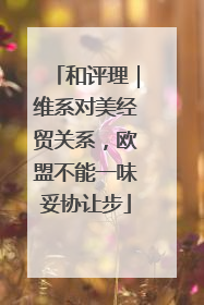 和评理｜维系对美经贸关系，欧盟不能一味妥协让步