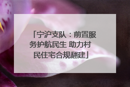宁沪支队：前置服务护航民生 助力村民住宅合规翻建