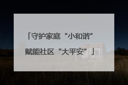 守护家庭“小和谐” 赋能社区“大平安”