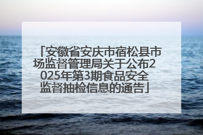 安徽省安庆市宿松县市场监督管理局关于公布2025年第3期食品安全监督抽检信息的通告
