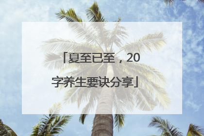 夏至已至，20字养生要诀分享