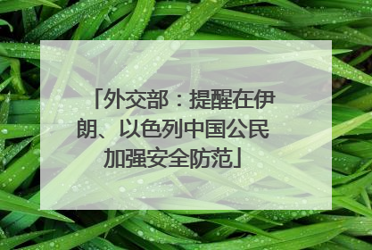外交部：提醒在伊朗、以色列中国公民加强安全防范