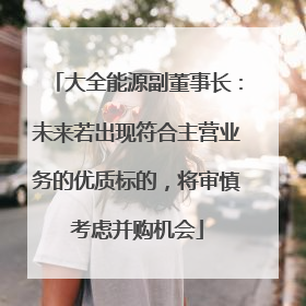 大全能源副董事长：未来若出现符合主营业务的优质标的，将审慎考虑并购机会