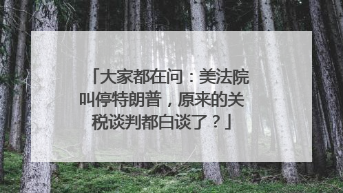 大家都在问：美法院叫停特朗普，原来的关税谈判都白谈了？