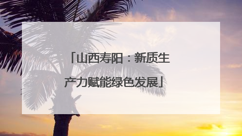 山西寿阳：新质生产力赋能绿色发展