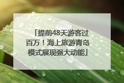 提前48天游客过百万！海上旅游青岛模式展现强大动能