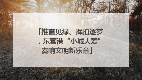 推窗见绿、挥拍逐梦，东营港“小城大爱”奏响文明新乐章