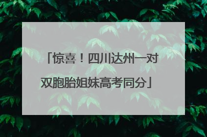 惊喜！四川达州一对双胞胎姐妹高考同分