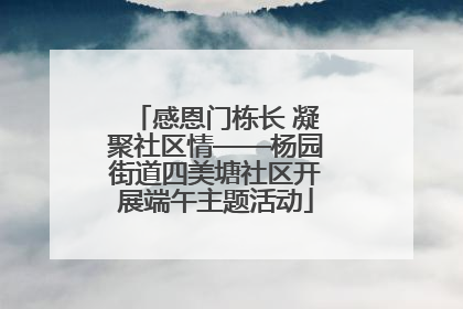 感恩门栋长 凝聚社区情——杨园街道四美塘社区开展端午主题活动
