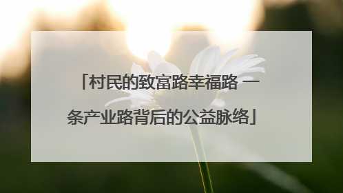 村民的致富路幸福路 一条产业路背后的公益脉络