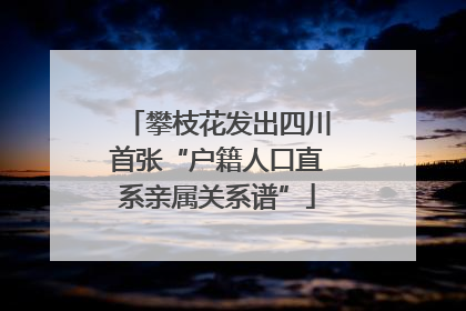 攀枝花发出四川首张“户籍人口直系亲属关系谱”