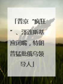 普京“疯狂”、泽连斯基应闭嘴，特朗普猛批俄乌领导人