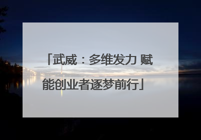 武威：多维发力 赋能创业者逐梦前行