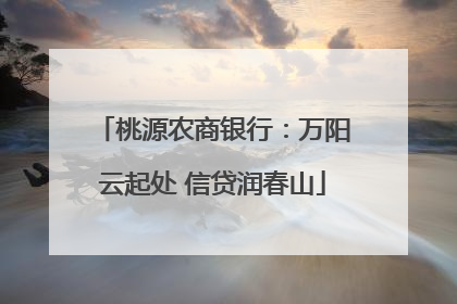桃源农商银行：万阳云起处 信贷润春山