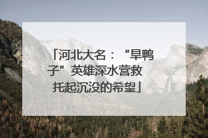 河北大名：“旱鸭子”英雄深水营救 托起沉没的希望