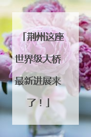 荆州这座世界级大桥最新进展来了！