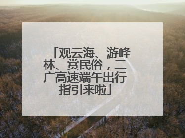 观云海、游峰林、赏民俗，二广高速端午出行指引来啦