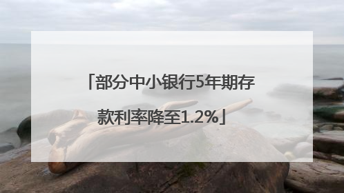 部分中小银行5年期存款利率降至1.2%