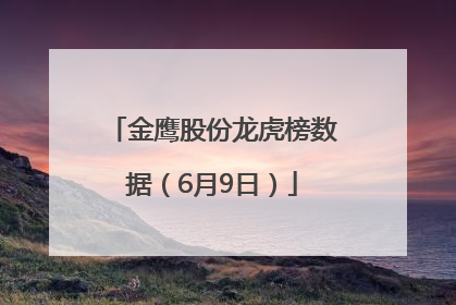 金鹰股份龙虎榜数据（6月9日）