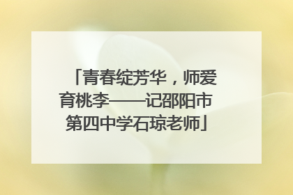 青春绽芳华，师爱育桃李——记邵阳市第四中学石琼老师
