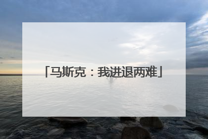 马斯克：我进退两难